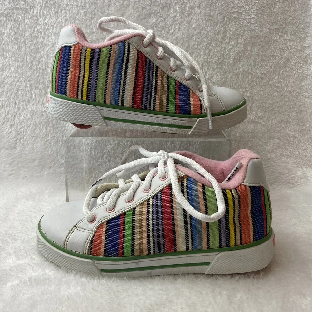 Heelys Flirt Skate Shoes Unisex Youth Size 4 White Multicolor Striped Style 7336